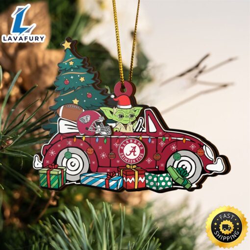 NCAA Alabama Crimson Tide And Baby Yoda Christmas Ornament