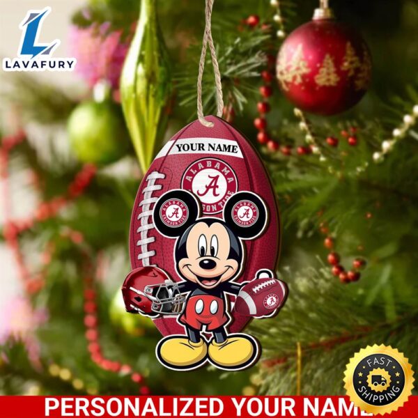 NCAA Alabama Crimson Tide And Mickey Mouse Ornament Personalized Your Name