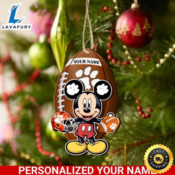 NCAA Clemson Tigers And Mickey Mouse Ornament Personalized Your Name