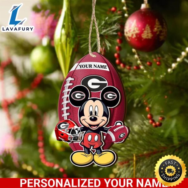 NCAA Georgia Bulldogs And Mickey Mouse Ornament Personalized Your Name