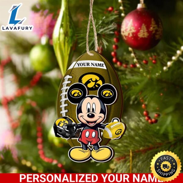 NCAA Iowa Hawkeyes And Mickey Mouse Ornament Personalized Your Name