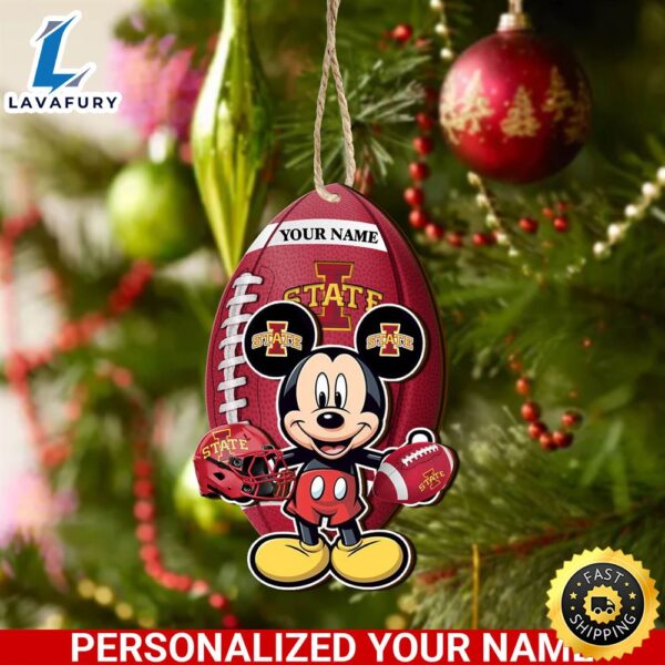 NCAA Iowa State Cyclones And Mickey Mouse Ornament Personalized Your Name