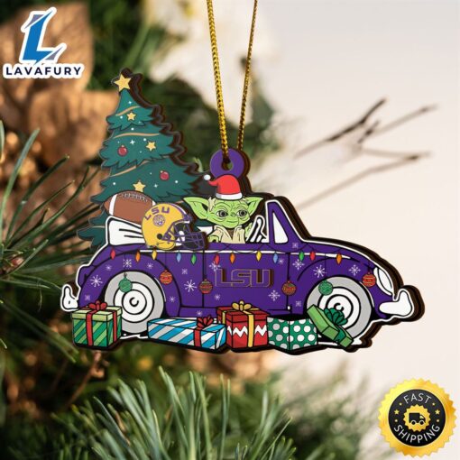 NCAA LSU TIGERS And Baby Yoda Christmas Ornament