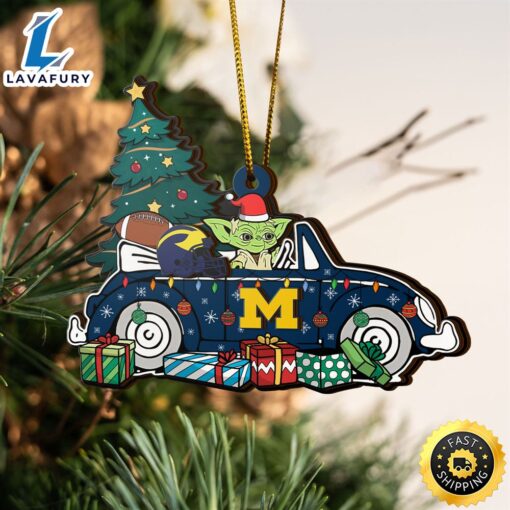 NCAA Michigan Wolverines And Baby Yoda Christmas Ornament