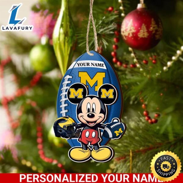 NCAA Michigan Wolverines And Mickey Mouse Ornament Personalized Your Name