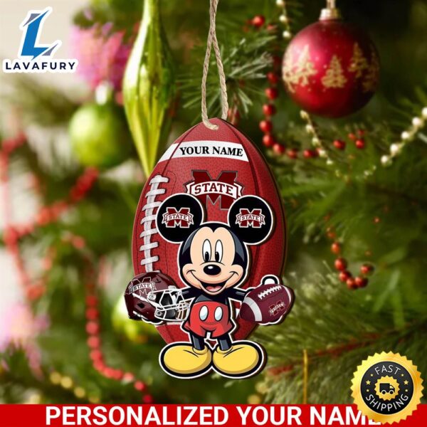 NCAA Mississippi State Bulldogs And Mickey Mouse Ornament Personalized Your Name