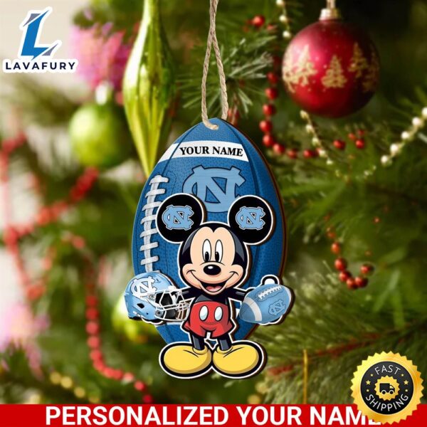 NCAA North Carolina Tar Heels And Mickey Mouse Ornament Personalized Your Name