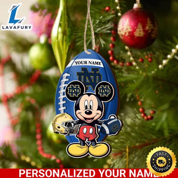 NCAA Notre Dame Fighting Irish And Mickey Mouse Ornament Personalized Your Name