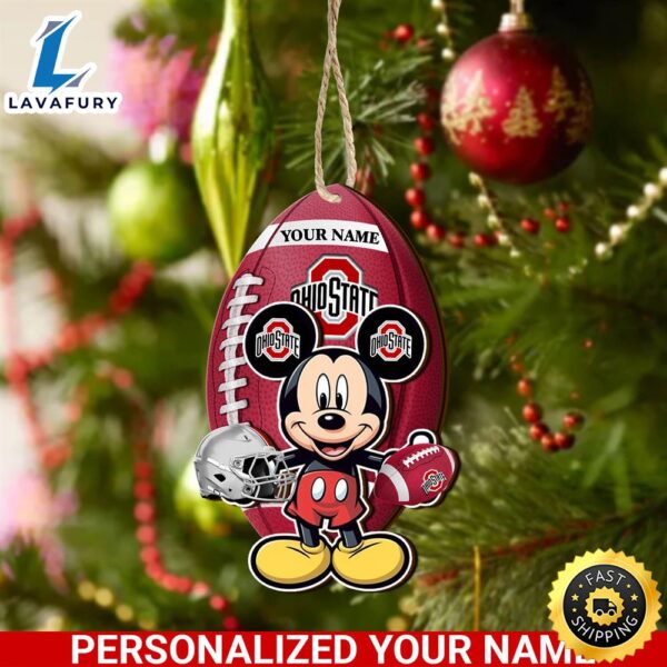 NCAA Ohio State Buckeyes And Mickey Mouse Ornament Personalized Your Name