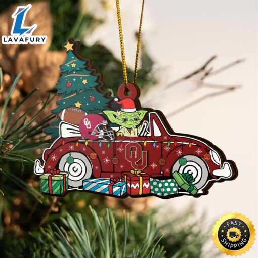 NCAA Oklahoma Sooners And Baby Yoda Christmas Ornament