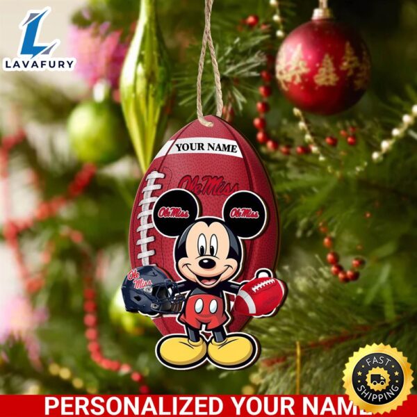 NCAA Ole Miss Rebels And Mickey Mouse Ornament Personalized Your Name