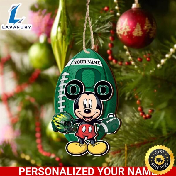 NCAA Oregon Ducks And Mickey Mouse Ornament Personalized Your Name