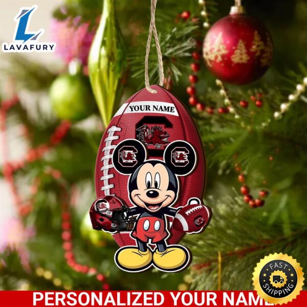 NCAA South Carolina Gamecocks And Mickey Mouse Ornament Personalized Your Name