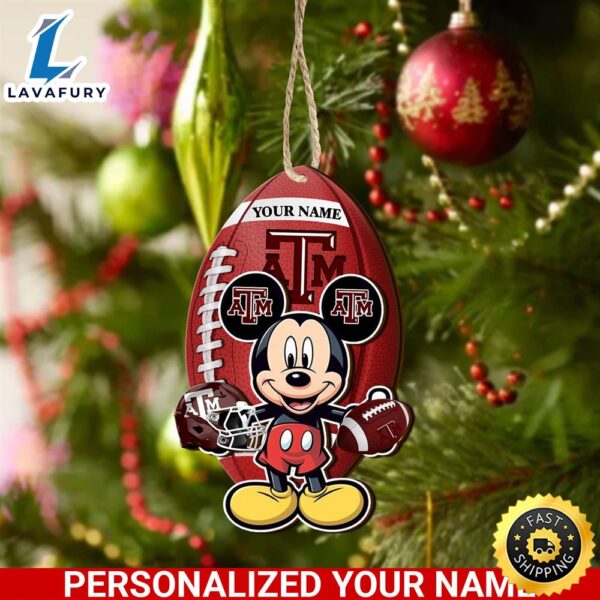 NCAA Texas A&M Aggies And Mickey Mouse Ornament Personalized Your Name