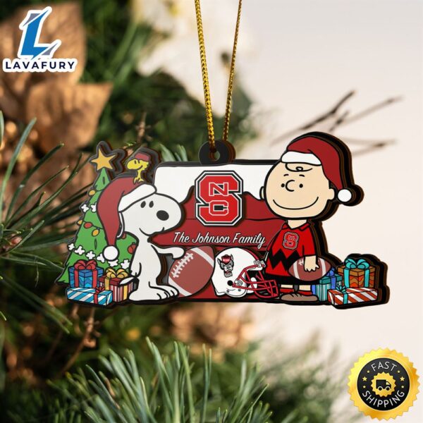 NC State Wolfpack Snoopy Christmas NCAA Ornament Custom Your Family Name