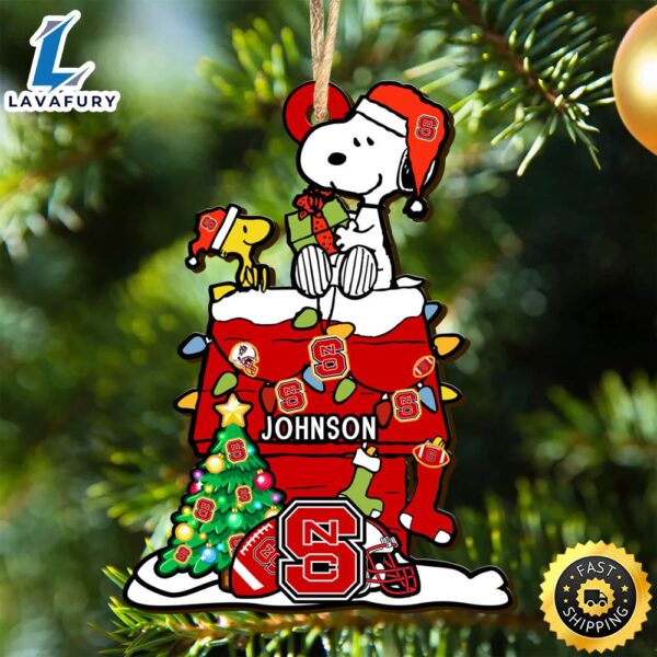 NC State Wolfpack Snoopy Christmas NCAA Ornament Personalized Your Name