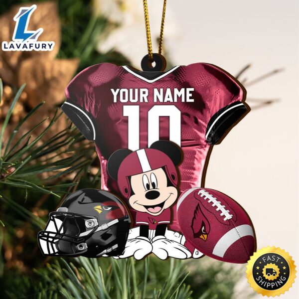 NFL Arizona Cardinals Mickey Mouse Christmas Ornament Custom Your Name And Number