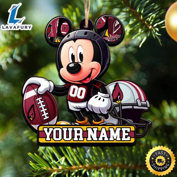 NFL Arizona Cardinals Mickey Mouse Ornament Personalized Your Name