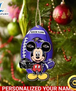NFL Baltimore Ravens And Mickey Mouse Ornament Personalized Your Name