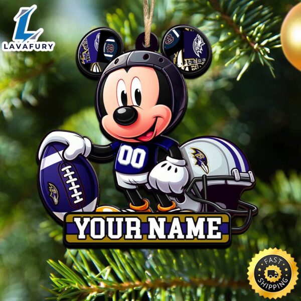 NFL Baltimore Ravens Mickey Mouse Ornament Personalized Your Name