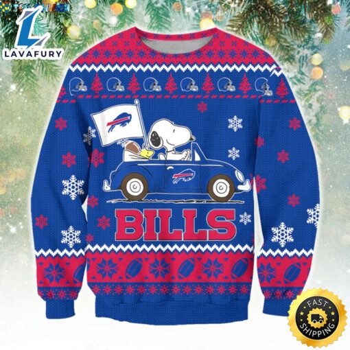 NFL Buffalo Bills Snoopy Driving Car Ugly Christmas Sweater