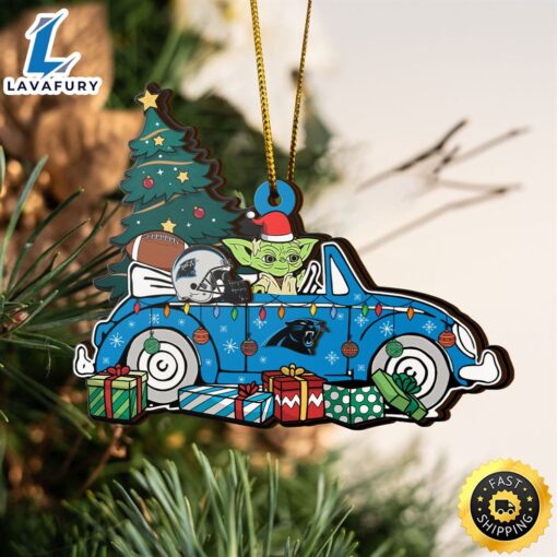 NFL Carolina Panthers And Baby Yoda Christmas Ornament