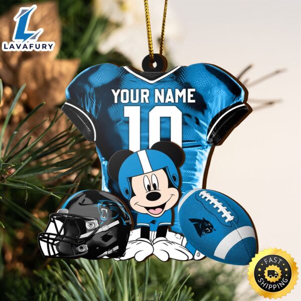 NFL Carolina Panthers Mickey Mouse Christmas Ornament Custom Your Name And Number