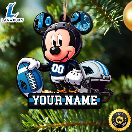 NFL Carolina Panthers Mickey Mouse Ornament Personalized Your Name