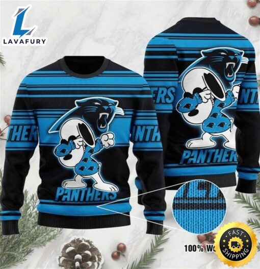 NFL Carolina Panthers Snoopy Ugly Christmas Blue Sweater