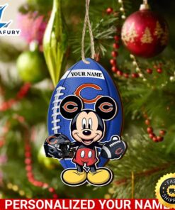 NFL Chicago Bears And Mickey Mouse Ornament Personalized Your Name