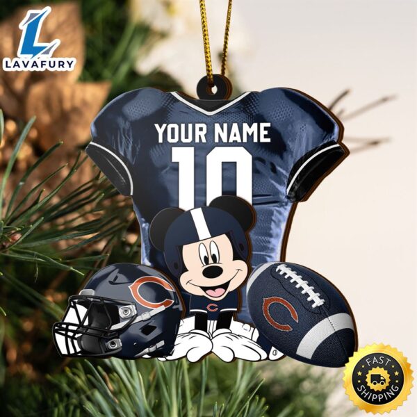NFL Chicago Bears Mickey Mouse Christmas Ornament Custom Your Name And Number