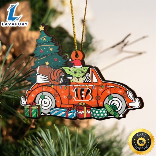 NFL Cincinnati Bengals And Baby Yoda Christmas Ornament