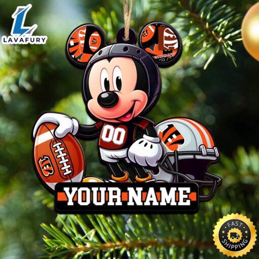 NFL Cincinnati Bengals Mickey Mouse Ornament Personalized Your Name