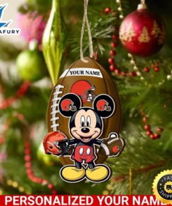 NFL Cleveland Browns And Mickey Mouse Ornament Personalized Your Name
