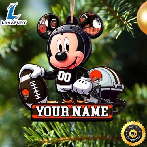 NFL Cleveland Browns Mickey Mouse Ornament Personalized Your Name