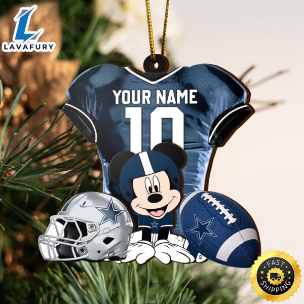 NFL Dallas Cowboys Mickey Mouse Christmas Ornament Custom Your Name And Number