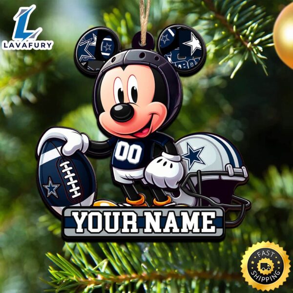 NFL Dallas Cowboys Mickey Mouse Ornament Personalized Your Name