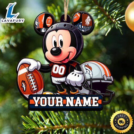 NFL Denver Broncos Mickey Mouse Ornament Personalized Your Name