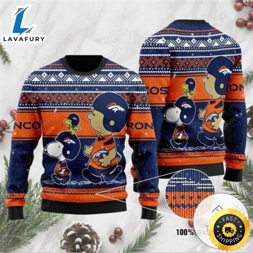 NFL Denver Broncos Snoopy Orange Blue Ugly Christmas Sweater