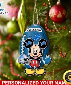 NFL Detroit Lions And Mickey Mouse Ornament Personalized Your Name