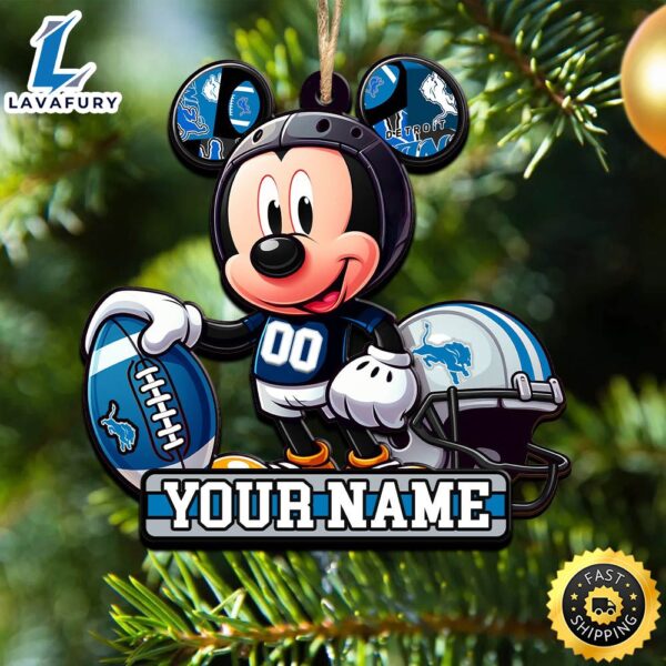 NFL Detroit Lions Mickey Mouse Ornament Personalized Your Name