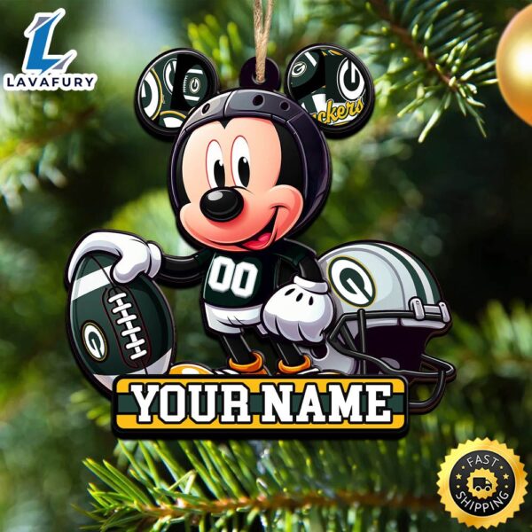 NFL Green Bay Packers Mickey Mouse Ornament Personalized Your Name