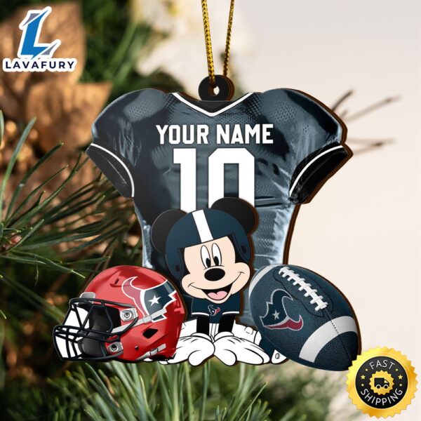 NFL Houston Texans Mickey Mouse Christmas Ornament Custom Your Name And Number