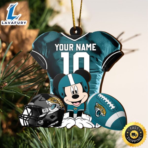 NFL Jacksonville Jaguars Mickey Mouse Christmas Ornament Custom Your Name And Number