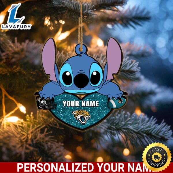 NFL Jacksonville Jaguars Stitch Custom Name Ornament Football Team And St With Heart Ornament