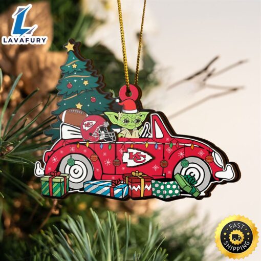 NFL Kansas City Chiefs And Baby Yoda Christmas Ornament