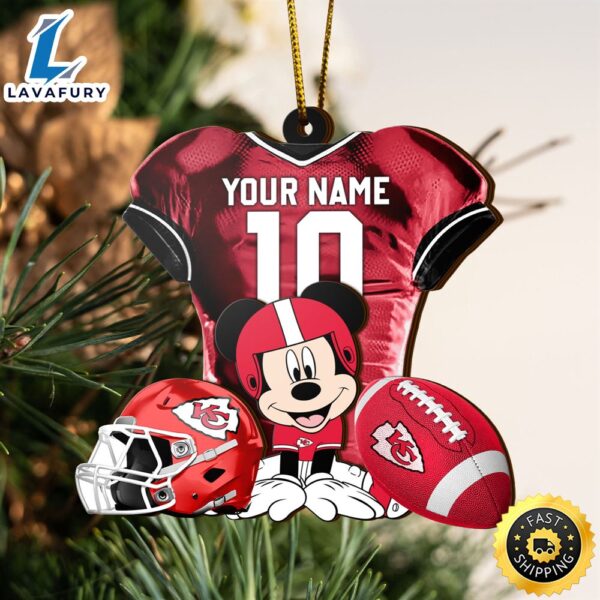 NFL Kansas City Chiefs Mickey Mouse Christmas Ornament Custom Your Name And Number