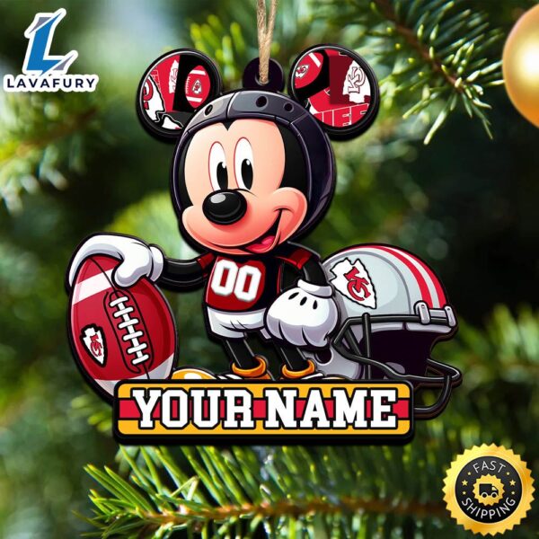 NFL Kansas City Chiefs Mickey Mouse Ornament Personalized Your Name