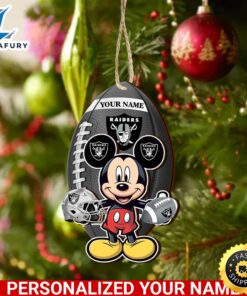 NFL Las Vegas Raiders And Mickey Mouse Ornament Personalized Your Name