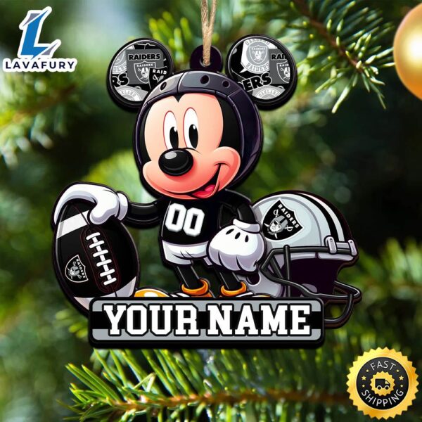 NFL Las Vegas Raiders Mickey Mouse Ornament Personalized Your Name